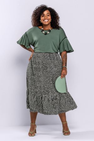 Blusa Feminina Plus Size Crepe Maelle Verde Musgo