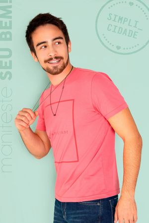 Camiseta Manga Curta Unissex Adulto Simplicidade Rosa