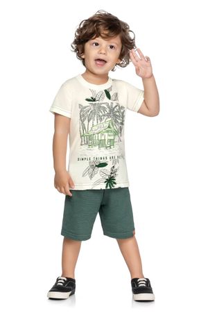 Conjunto infantil masculino camiseta e bermuda Elian Bege