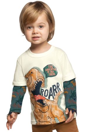 Camiseta Masculina Infantil Dinossauro Elian Off White