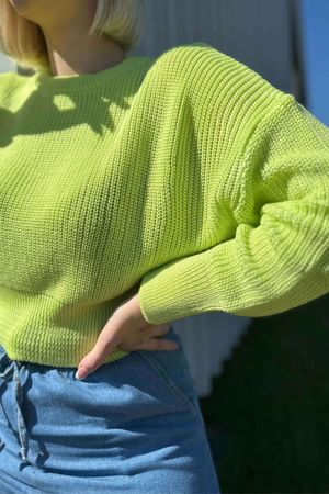 Suéter Adulto Feminino Comfy Tricô Cropped Marialícia Verde