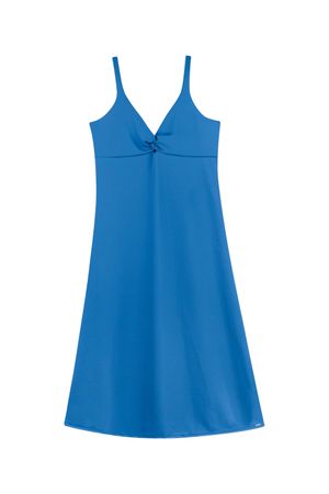 Vestido Feminino Midi Decote Coração Marialícia Azul