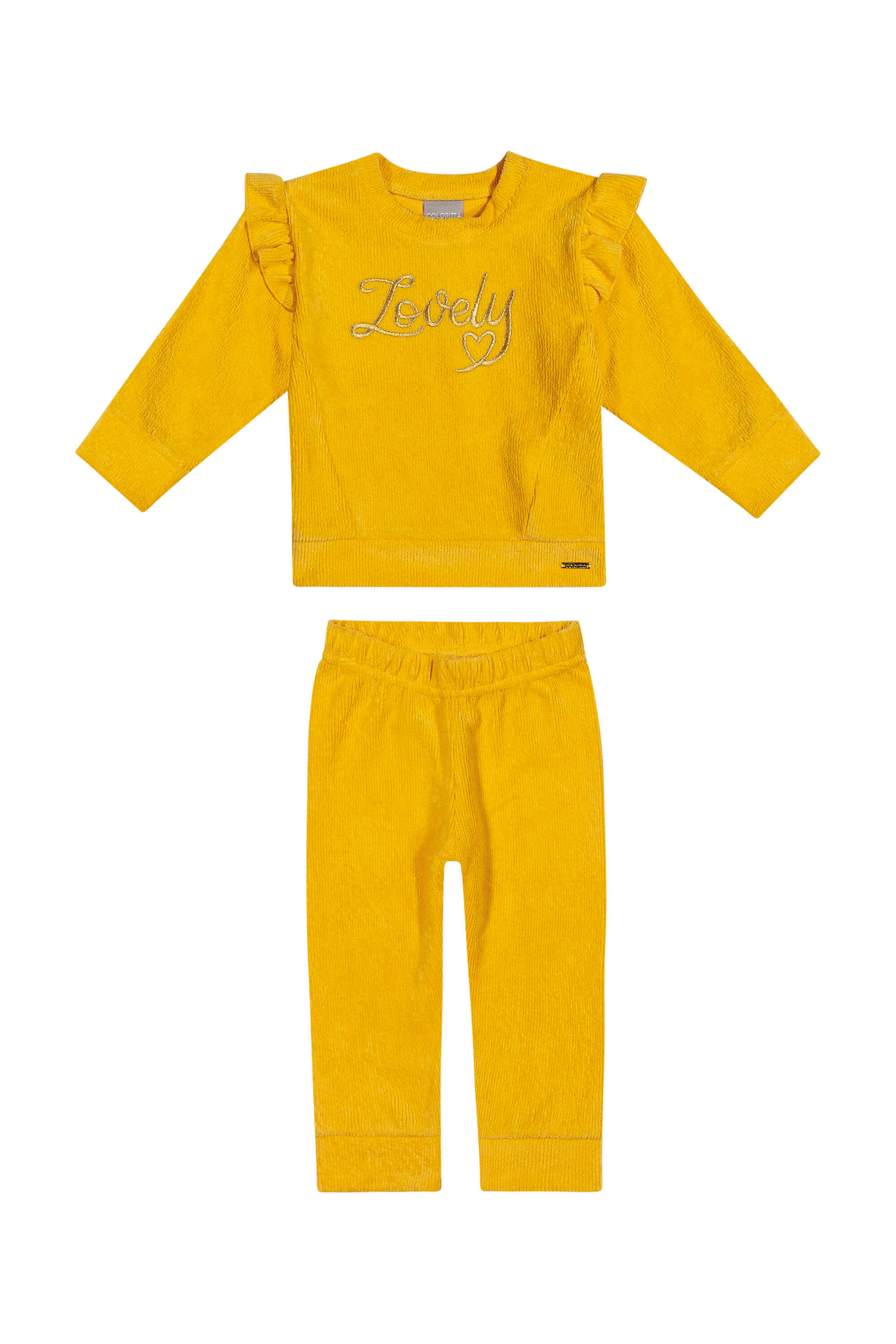 Conjunto Infantil Menina Bordado com Brilho Lovely Colorittá Amarelo -  oi,Bem!