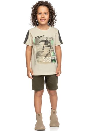 Camiseta Infantil Menino Movimento Skate Elian Bege