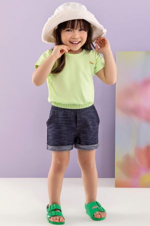 Blusa Infantil Menina com Elástico Box Colorittá Verde Claro