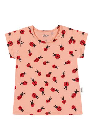Blusa Infantil Menina Básica Estampado Elian Rosa
