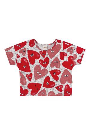 Blusa Infantil Menina Básica Estampada Elian Vermelho