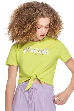 Blusa Juvenil Menina Beats Estampado com Amarração Elian  Verde