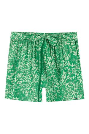 Shorts Feminino Curto Estampado Flores Marialícia Verde