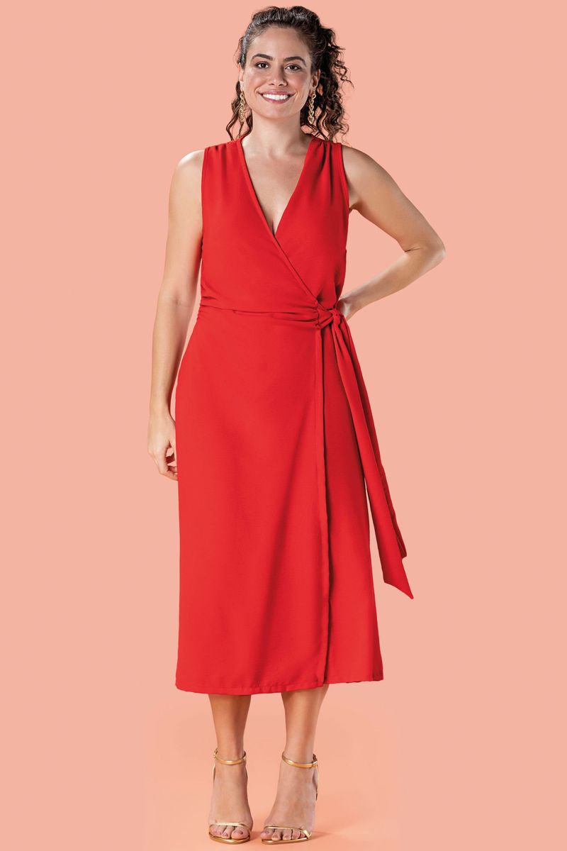 Vestido store vermelho transpassado