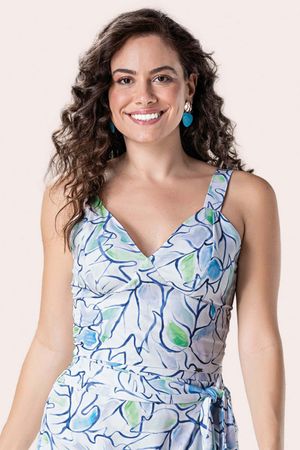 Regata Feminina Estampado Digital com Lastex Marialícia Branco