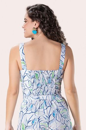 Regata Feminina Estampado Digital com Lastex Marialícia Branco