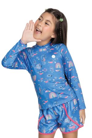 Shorts Infantil Menina Beach Estampado Peixinhos Elian Roxo