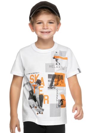 Camiseta Infantil Menino Estampada Skater Elian Branco