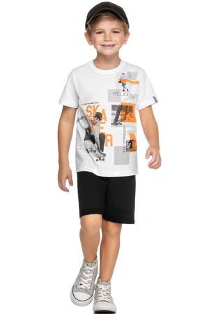 Camiseta Infantil Menino Estampada Skater Elian Branco