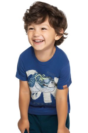 Camiseta Infantil Menino On Mode Elian Azul Escuro