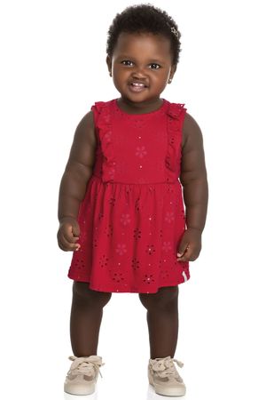 Vestido Bebê Menina Curto com Glitter Detalhado Elian Vermelho