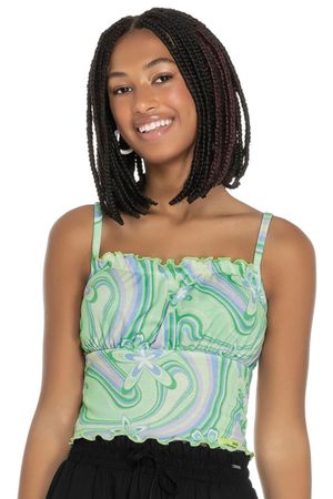 Regata Juvenil Menina Beats Cropped Estampada Elian Verde Claro