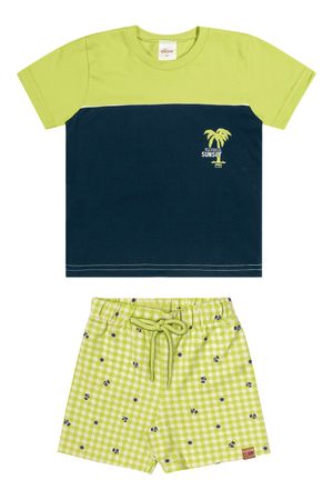 Conjunto Infantil Menino Tropical Sunset Elian Verde