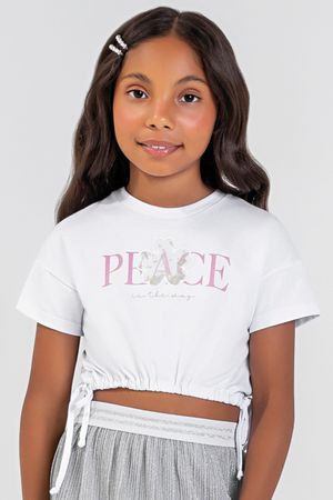 Blusa Infantil Menina com Amarração Lateral Colorittá Branco