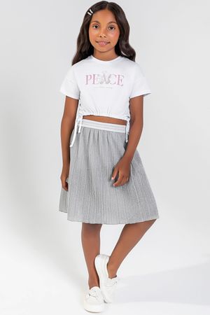 Blusa Infantil Menina com Amarração Lateral Colorittá Branco