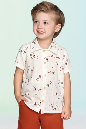 Camisa Infantil Menino Estampada Moderna Colorittá Bege