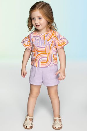 Conjunto Infantil Menina Blusa Estampado Geométrico Colorittá Lilás