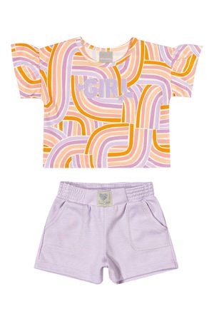 Conjunto Infantil Menina Blusa Estampado Geométrico Colorittá Lilás