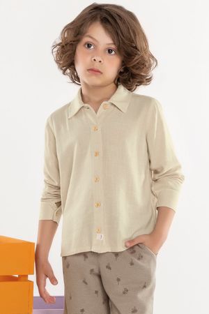 Camisa Infantil Menino Social Gola Polo Colorittá Bege