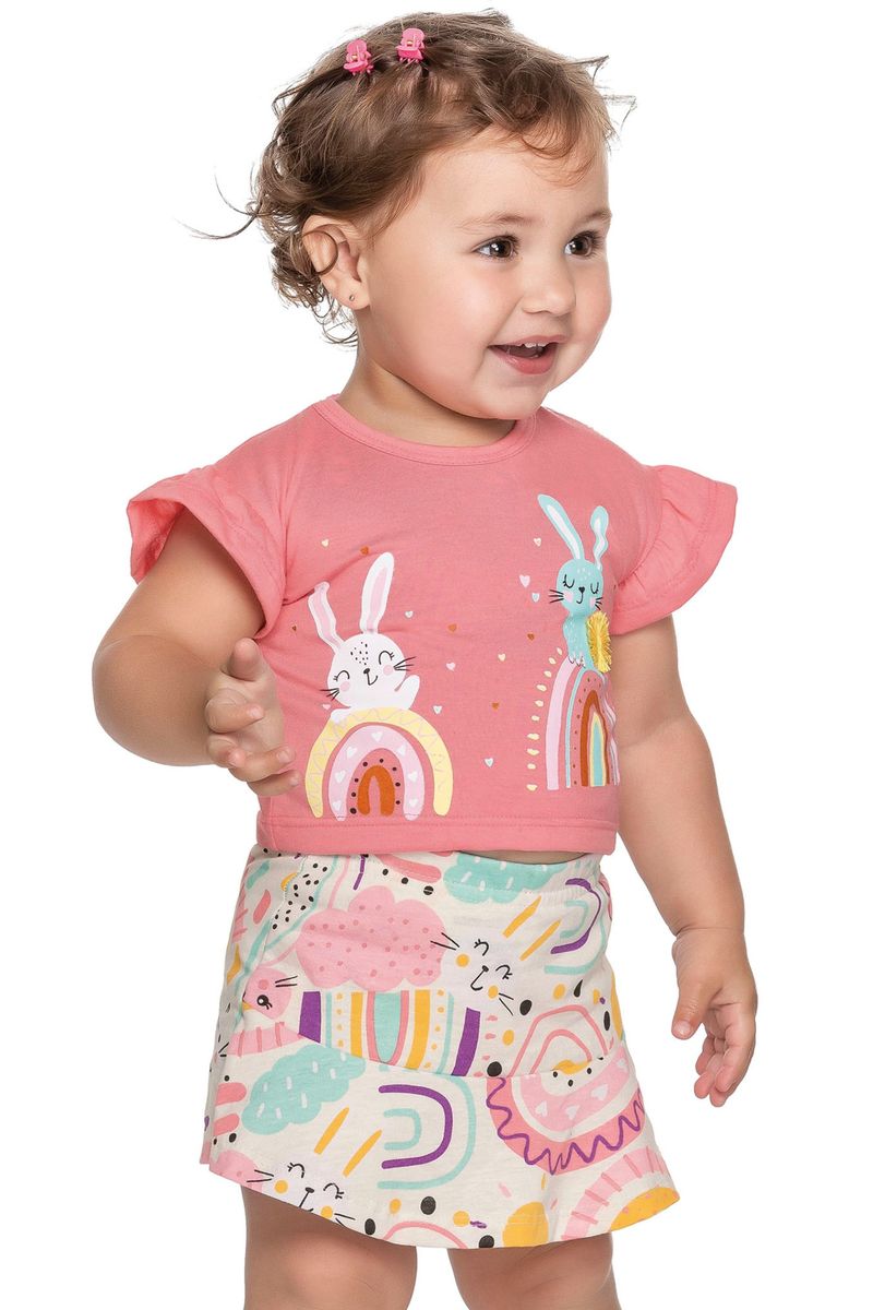 Conjunto Infantil de Menina Top e Short - Etiqueta Kids