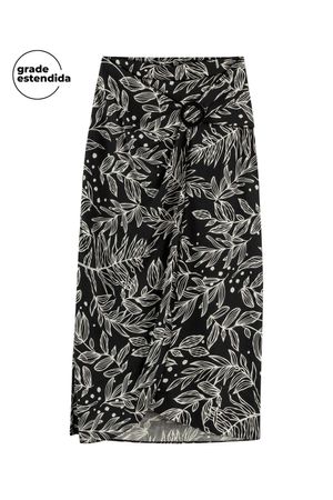 Saia Feminina Midi com Fivela Marialícia Preto