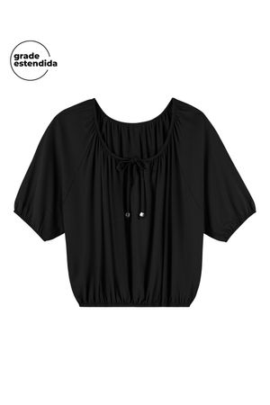 Blusa Feminina com Amarração Decote Marialícia Preto