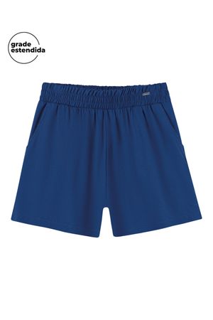 Short Feminino Cós Alto com Bolso Marialícia Azul