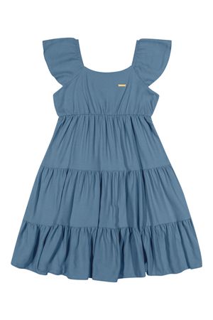 Vestido Infantil Menina Curto com Babados Colorittá Azul