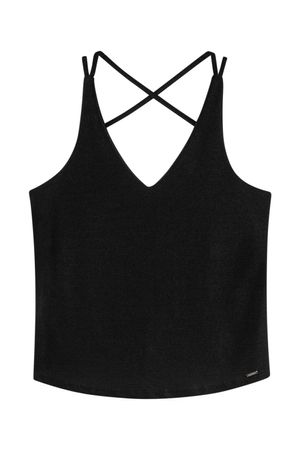 Regata Feminina Alças Transpassadas Marialícia Preto