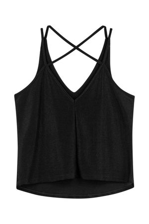 Regata Feminina Alças Transpassadas Marialícia Preto