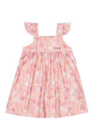 Vestido Bebê Menina Curto Canelado Estampado Colorittá Rosa