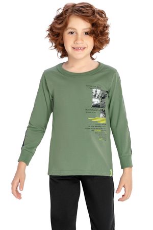 Camiseta Infantil Menino Estampada Skate Elian Verde