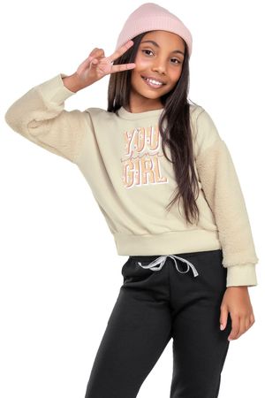 Blusão Infantil Menina Moletom Shine Girl Elian Bege