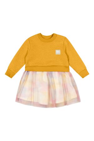 Vestido Bebê Menina Sublimação com Tule Colorittá Amarelo