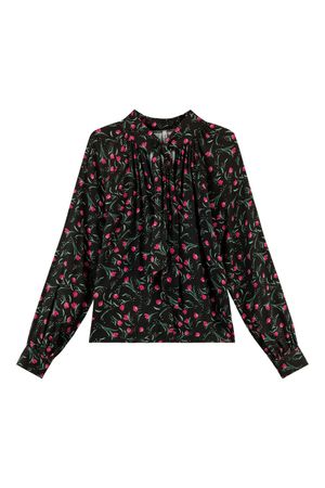 Blusa Feminina Estampa Floral Marialícia Preto