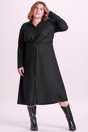 Vestido Feminino Midi com Amarração Marialícia Preto
