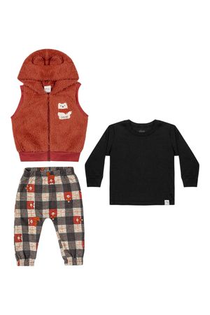 Conjunto Bebê Menino Fun Orelhinhas Elian Preto