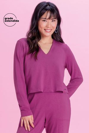 Blusa Feminina Decote V Marialícia  Roxo