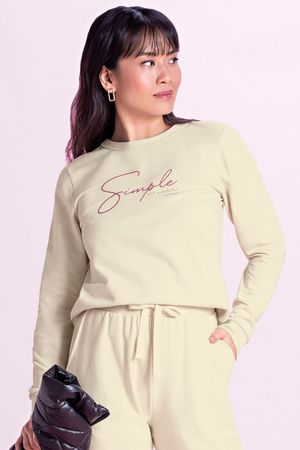 Blusão Feminino de Molecotton Marialícia  Bege