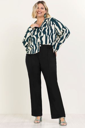 Camisa Feminina Estampada Marialícia Verde Escuro