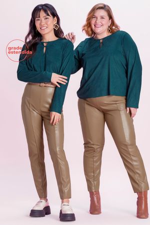 Blusa Feminina de Suede Marialícia Verde Escuro