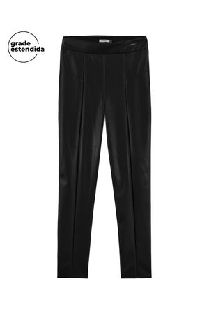 Calça Feminina Legging em Courino Marialícia Preto