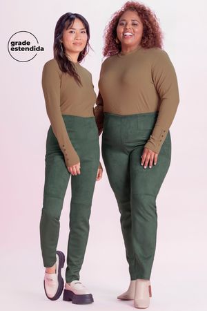 Calça Feminina Legging Suede Marialícia Verde Escuro