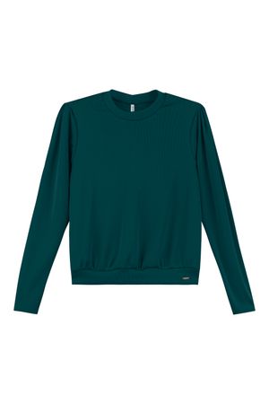 Blusa Feminina Canelada Acetinada Marialícia Verde Escuro